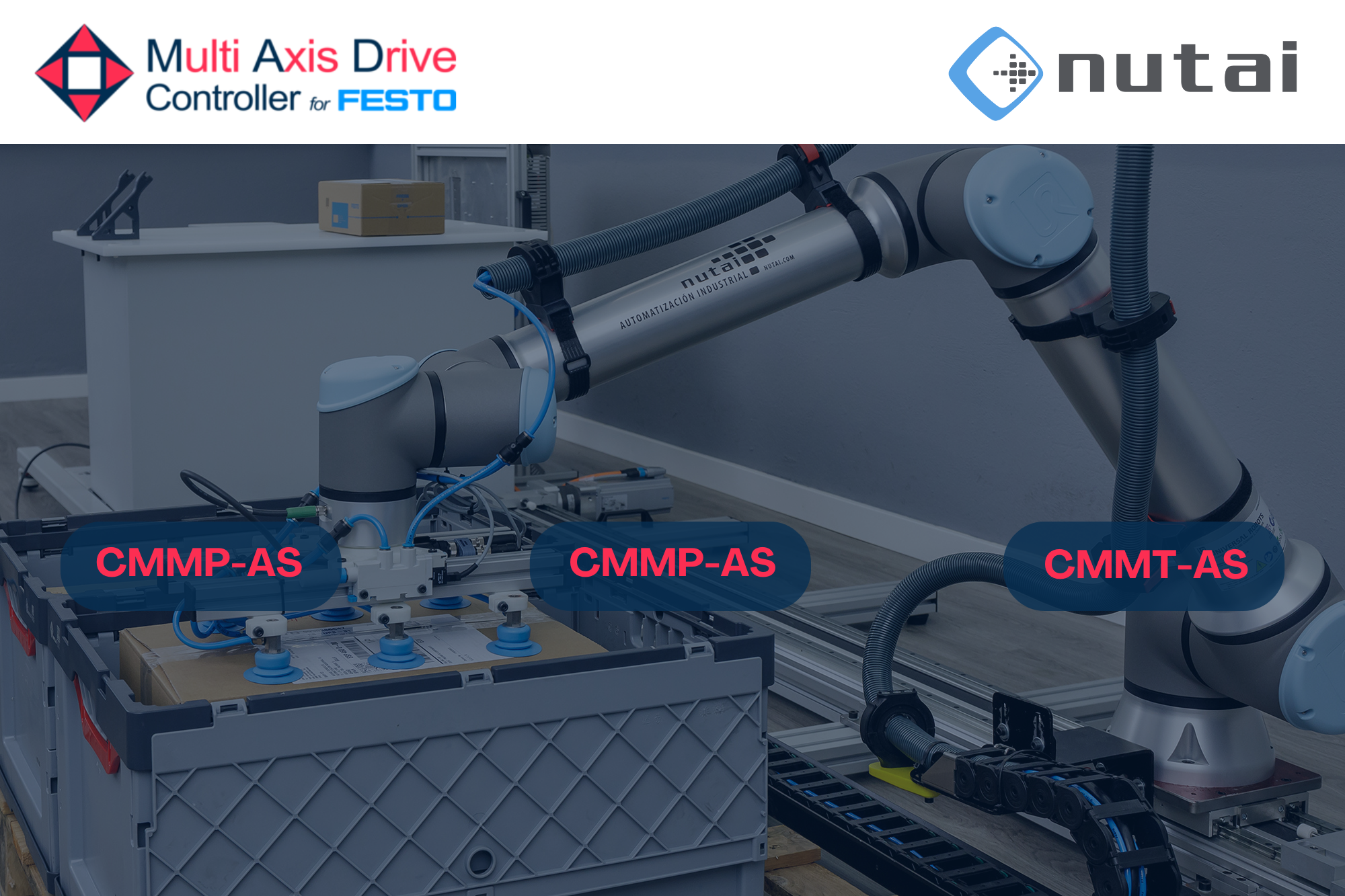 With MAD Controller you can control external axes of Festo (such as CMMT-AS, CMMP-AS, and CMMT-ST) from Universal Robots collaborative robots