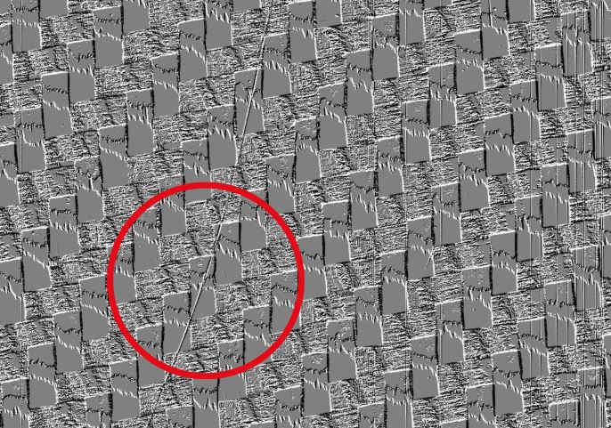 Carbon fiber inspection using machine vision 2 Imagen superficial de una muestra de fibra de carbono 1